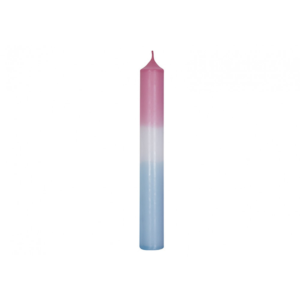 Свеча 2-х цветная , розовая голубая  2х18х2см