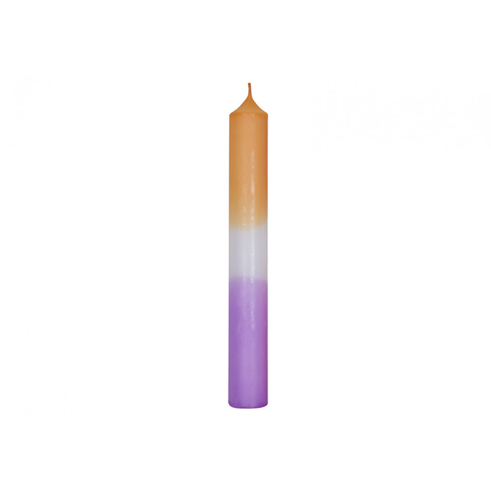 Свеча 2-х цветная , оранж фиолетовый 2х18х2см