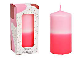 Свеча 2-х цветная , розовый красный, в подарочной упаковке,6х12х6см