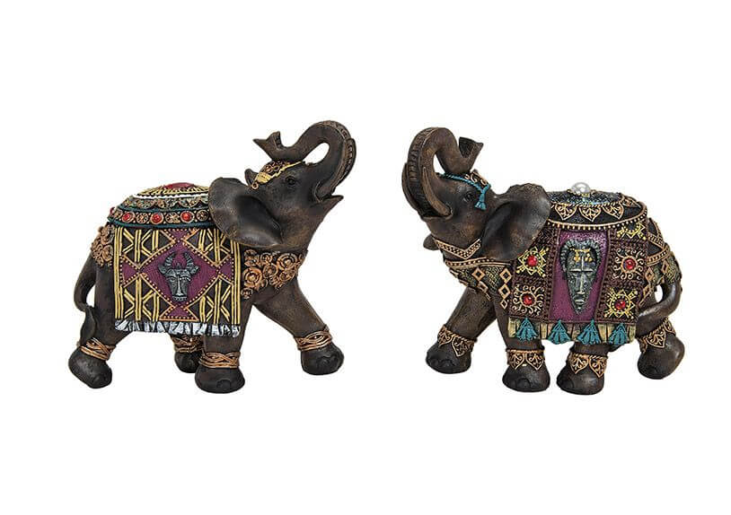 ELEPHANT POLYRESIN 2-ASS 19CM