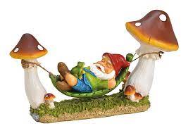 Ciuperca gnome de gradina, hamac din poliester Colorat  38x23x13cm