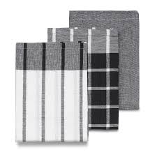 Set 3 buc prosop bucatarie alb/negru 65x45,PASADO